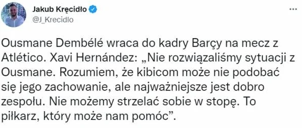 SŁOWA Xaviego na temat POWROTU Dembele do kadry meczowej Barcy